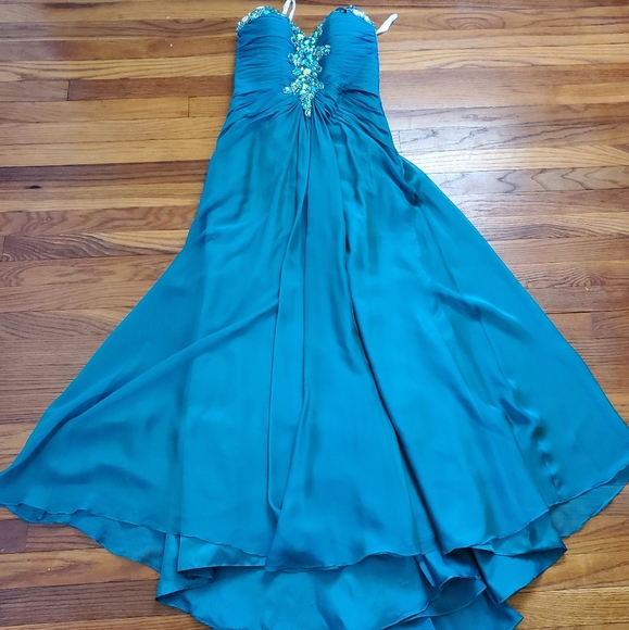 Strapless Sweatheart Gown Tiffany Designs Dress Size 4 Turquoise Teal - Picture 4 of 12